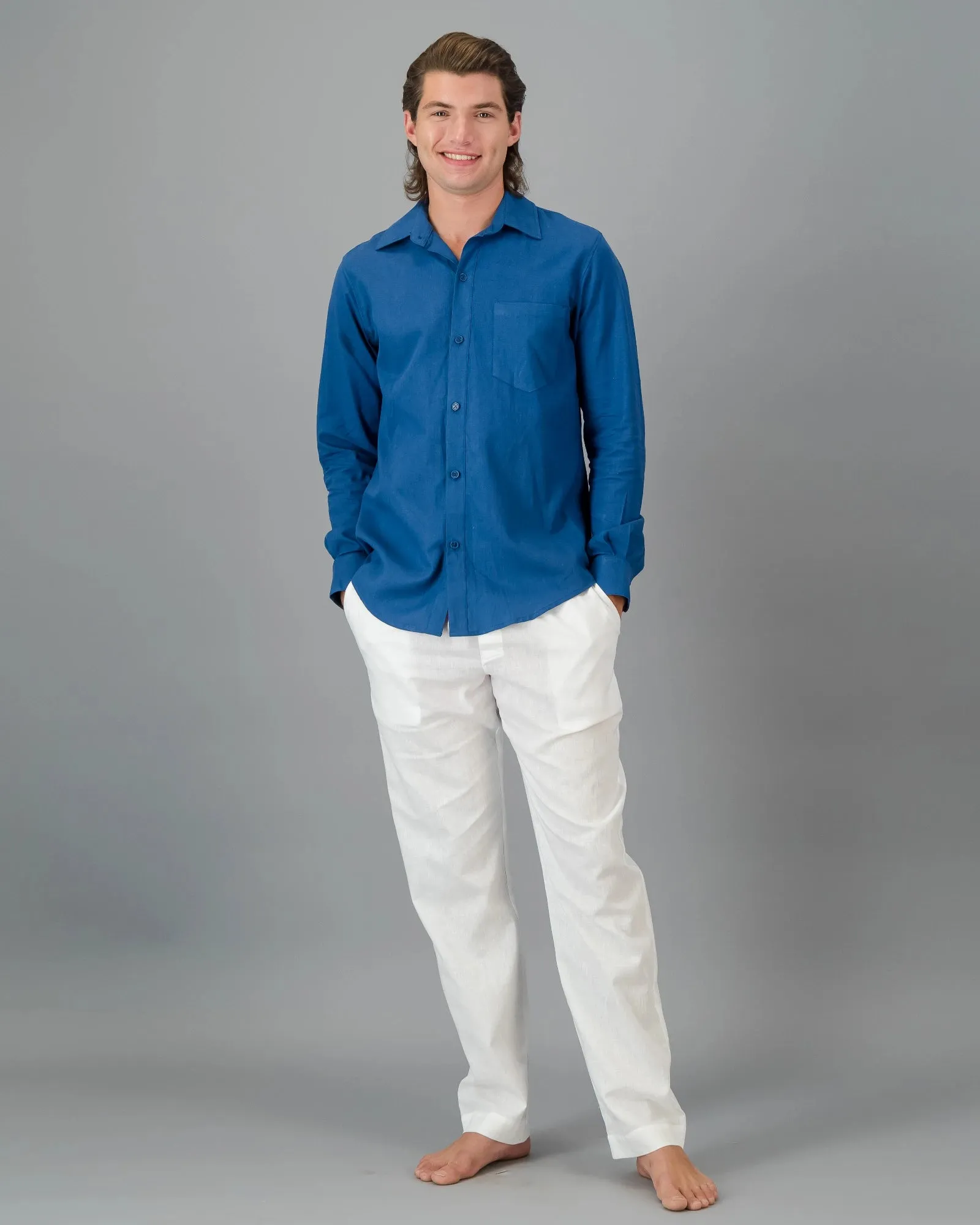 Men's White Linen Pants