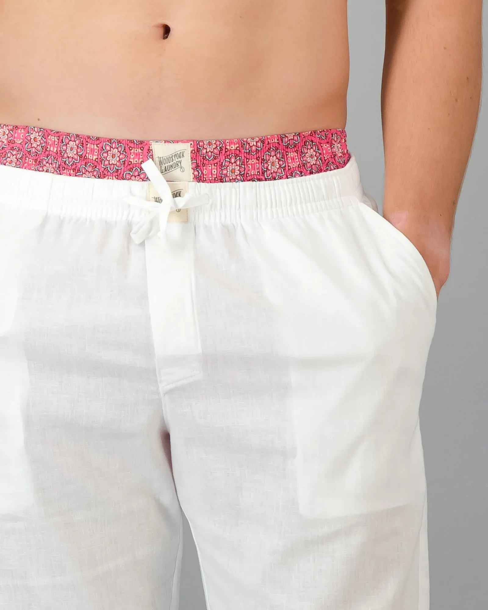Men's White Linen Pants