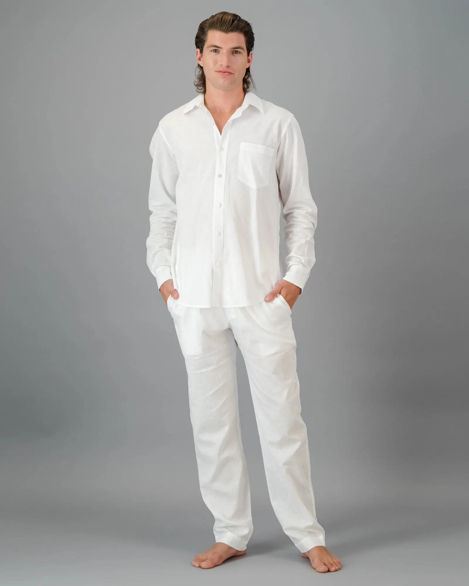 Men's White Linen Pants