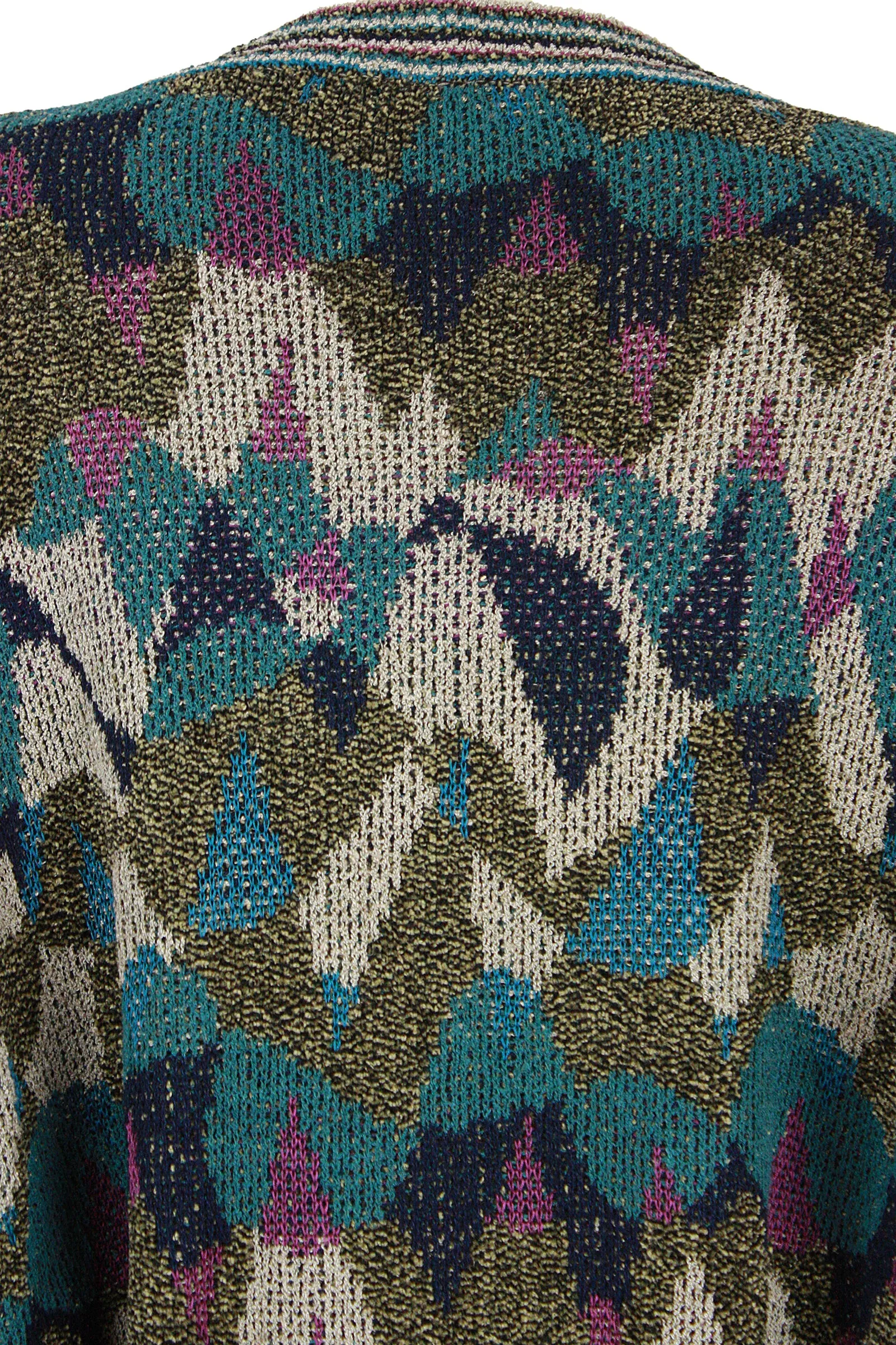 MISSONI Men's Circa 1990s Blue & Green Abstract V-Neck Cardigan