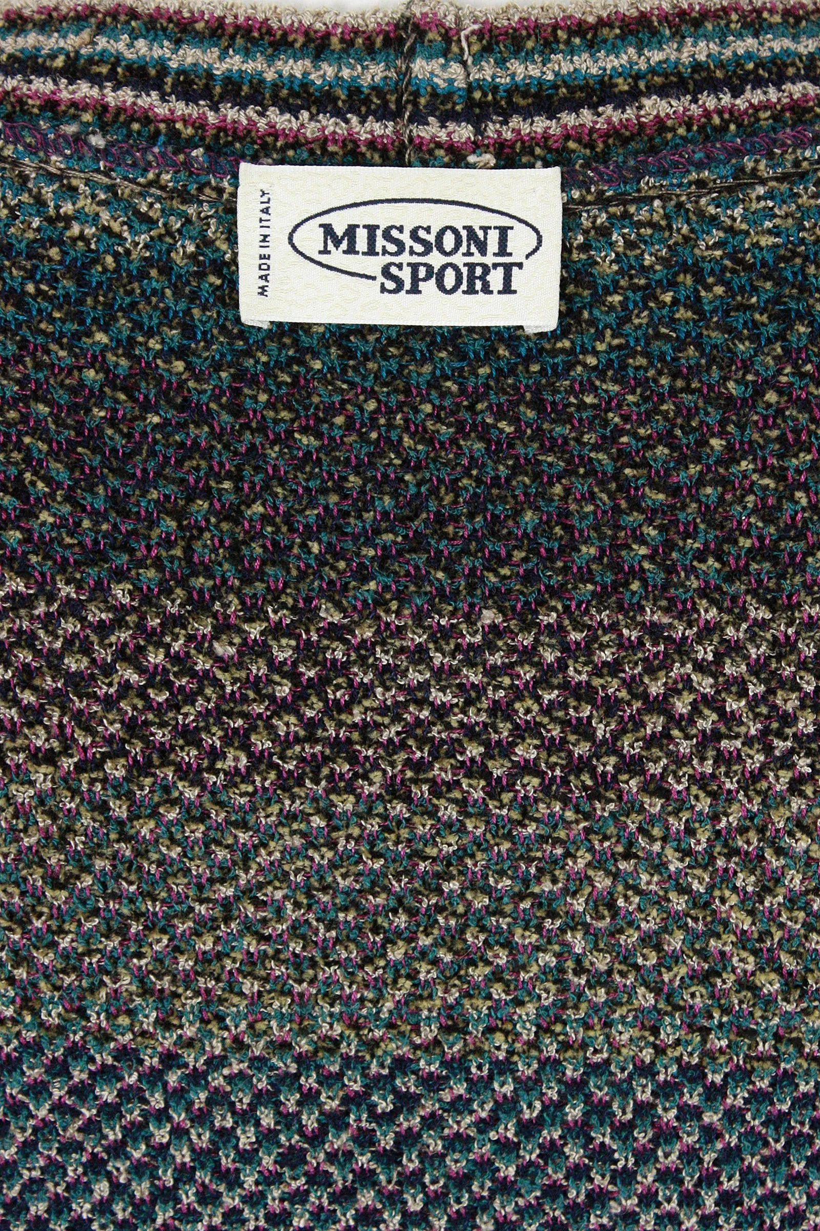 MISSONI Men's Circa 1990s Blue & Green Abstract V-Neck Cardigan