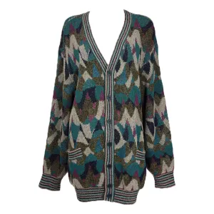 MISSONI Men's Circa 1990s Blue & Green Abstract V-Neck Cardigan