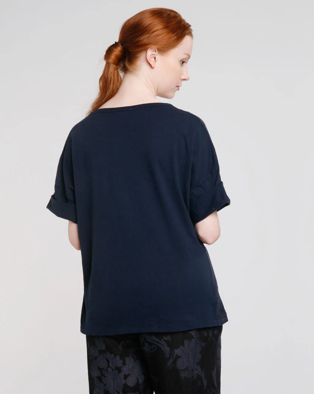 Mixed Media Linen V-neck Tee