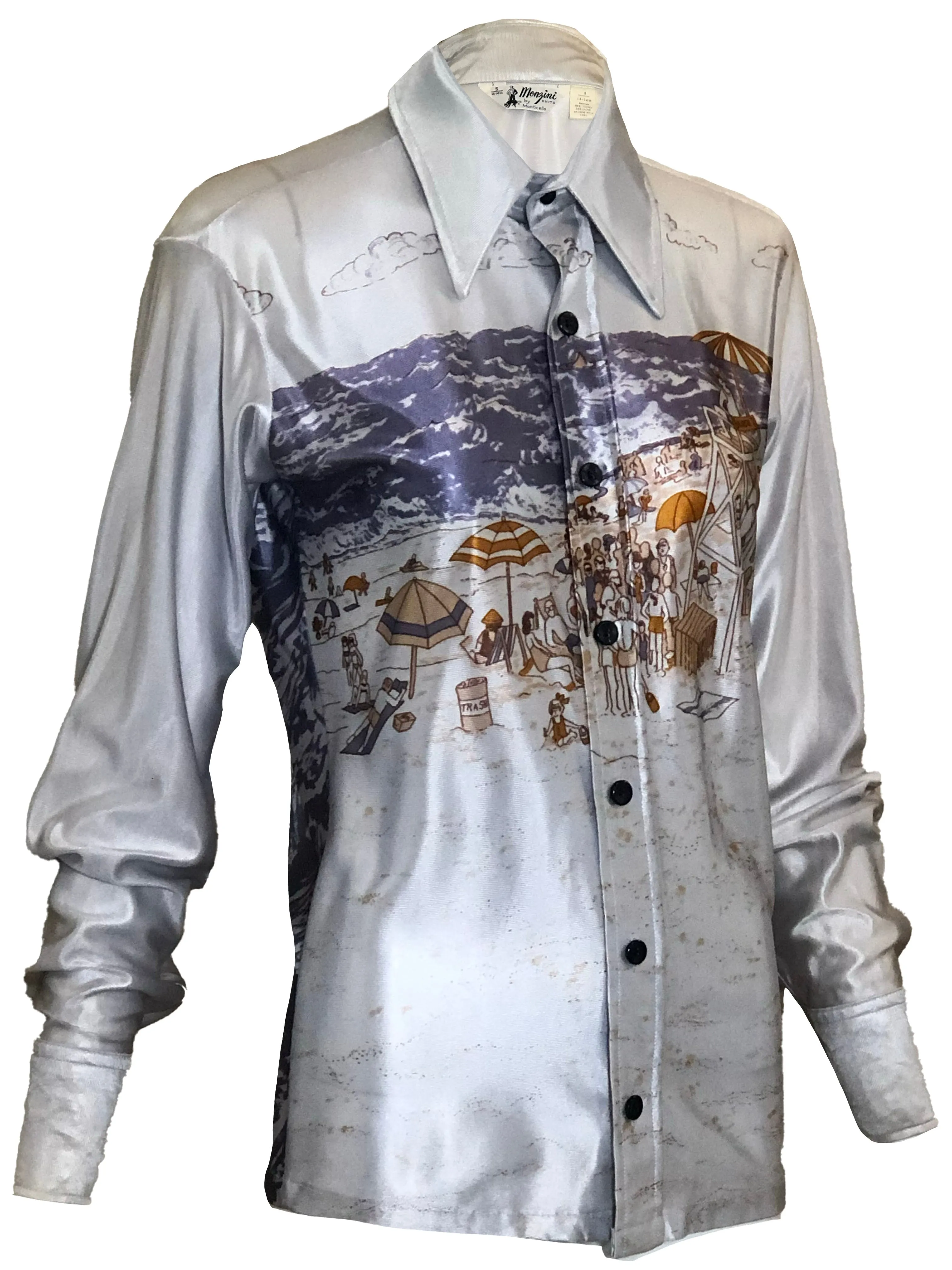 Monzino for Monticello 70s Polyester Disco Shark Shirt