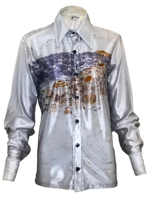 Monzino for Monticello 70s Polyester Disco Shark Shirt