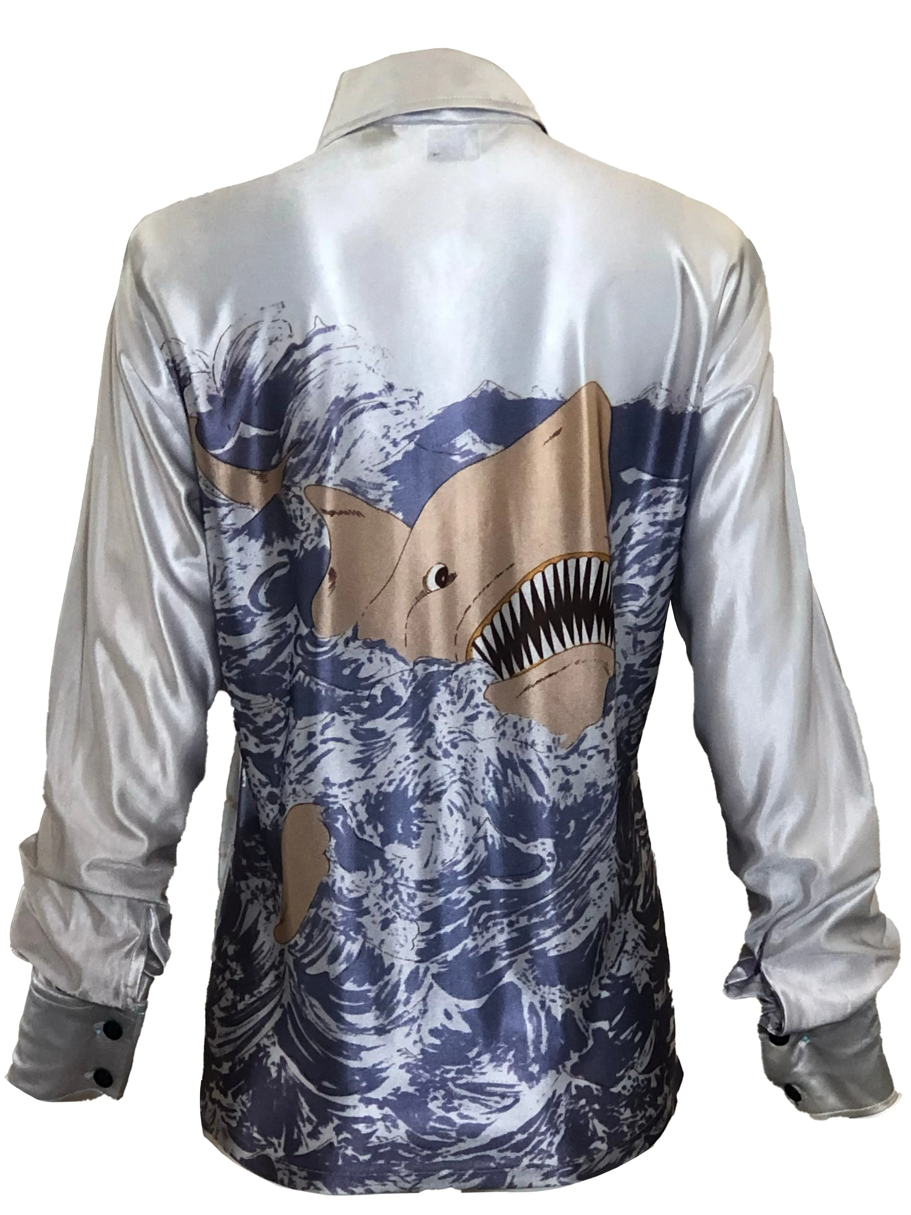 Monzino for Monticello 70s Polyester Disco Shark Shirt