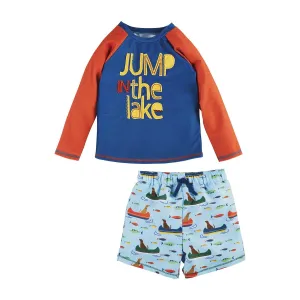 Mud Pie Jump in the Lake Little Boy Rashguard Set