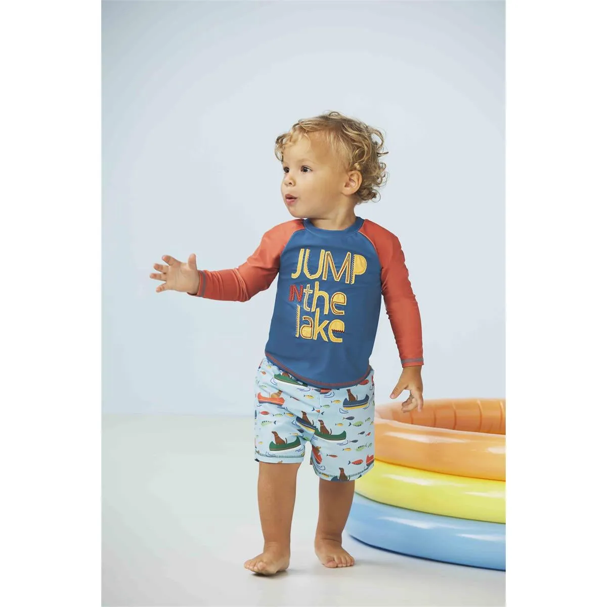 Mud Pie Jump in the Lake Little Boy Rashguard Set