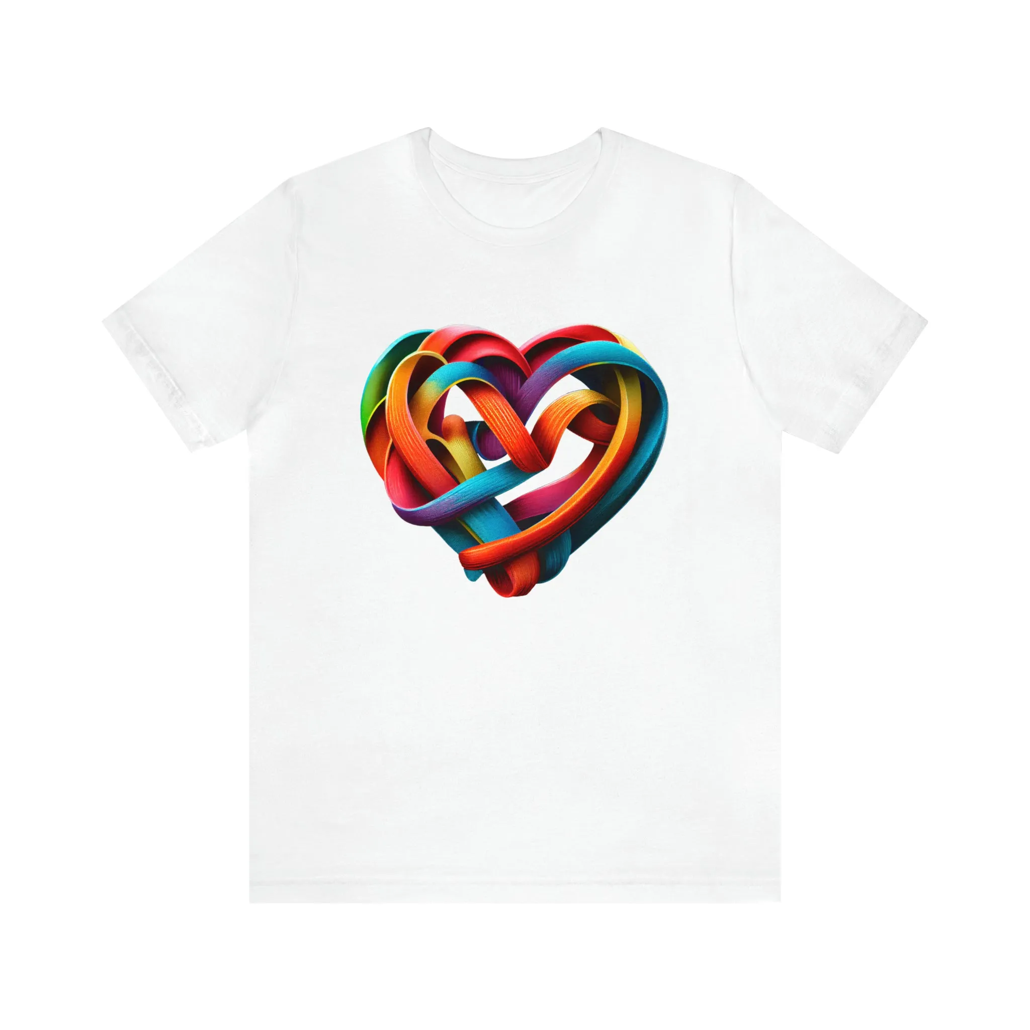 MUS Exclusive Design Rainbow Color Heart Men's Jersey Short Sleeve Tee