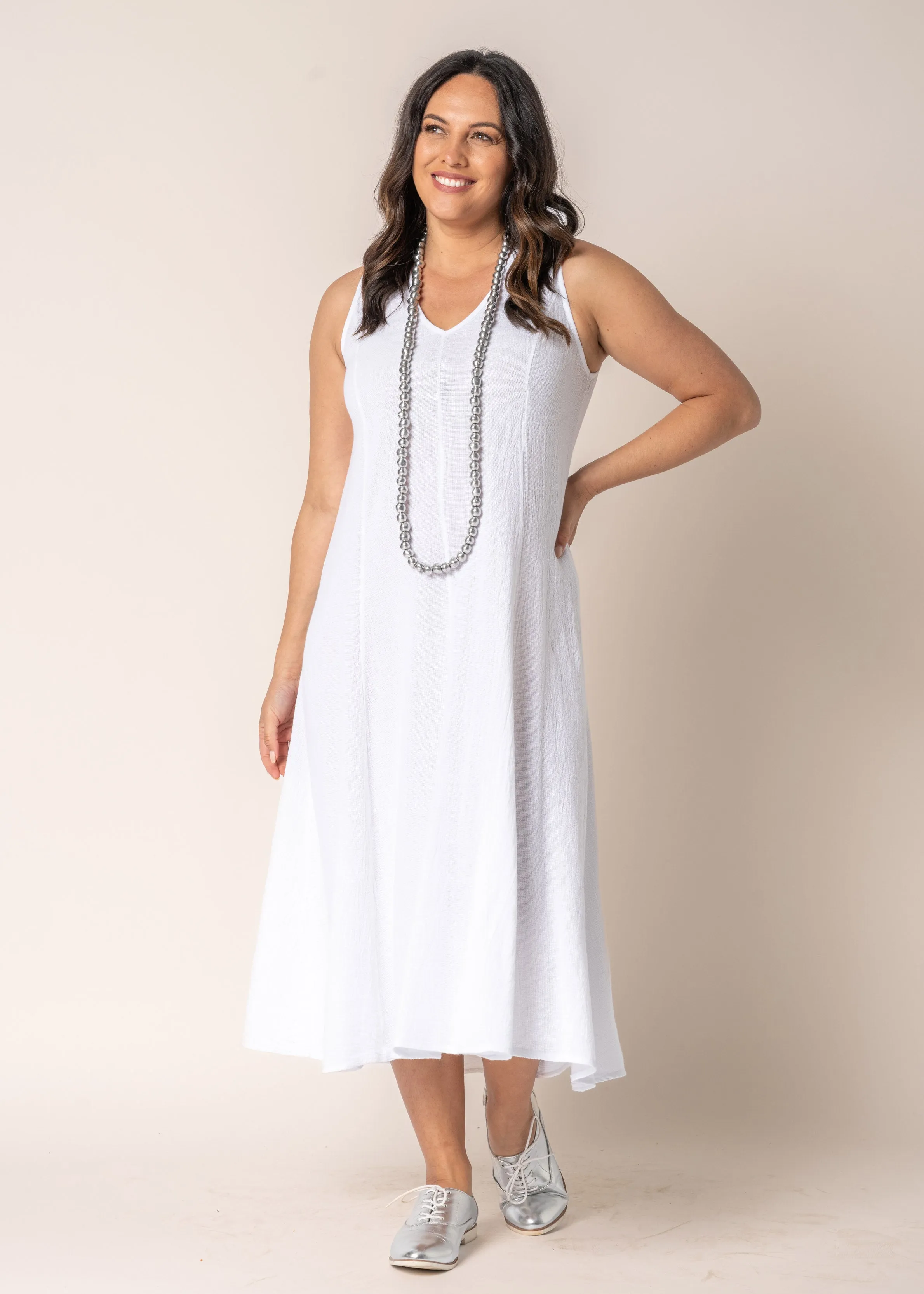 Natalia Linen Dress in White