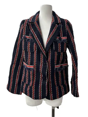 Navy Blue And Red Striped Blazer