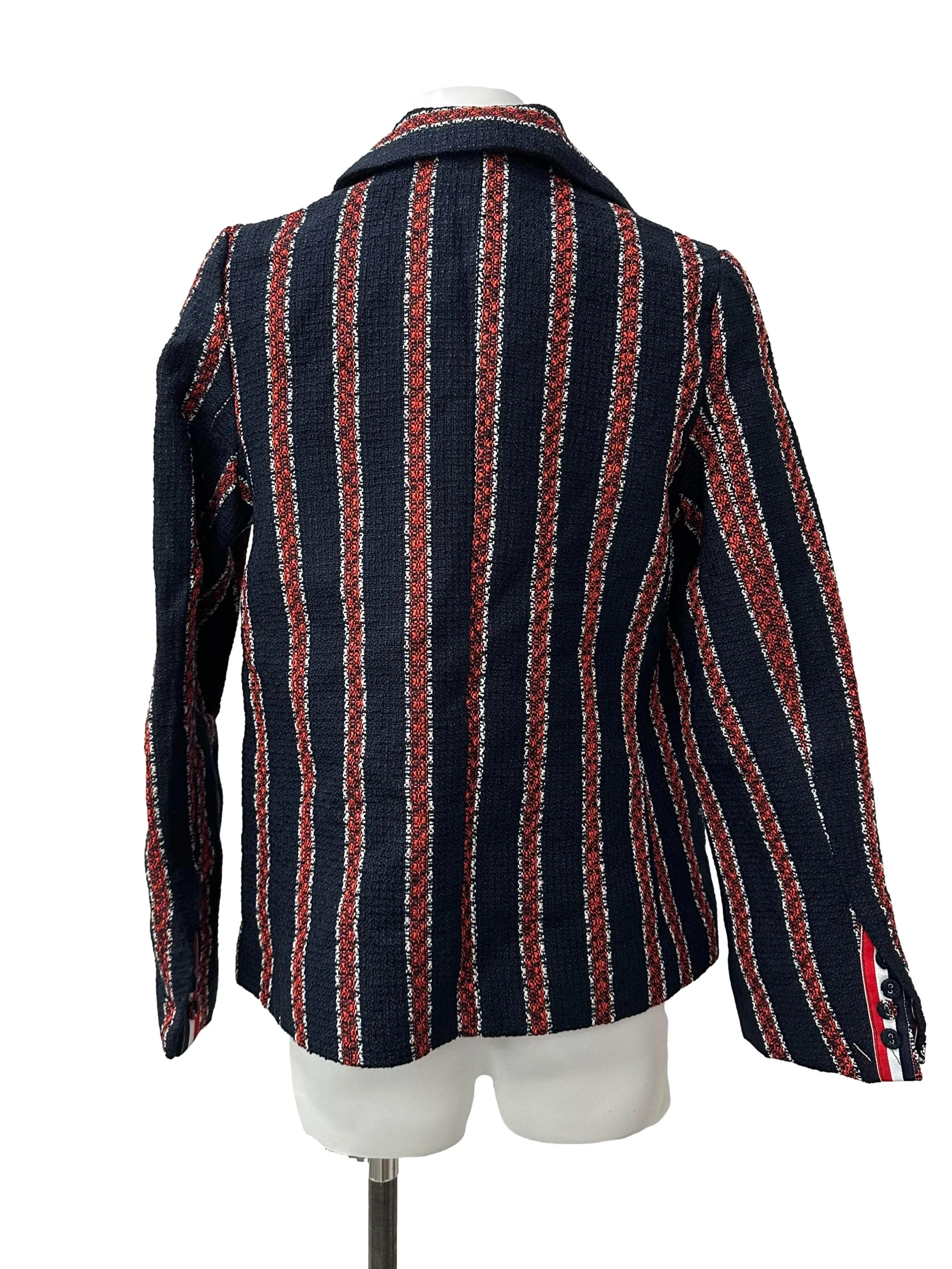 Navy Blue And Red Striped Blazer