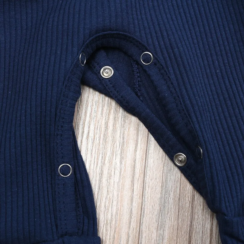 Navy Blue Henley-Style Sleepsuit