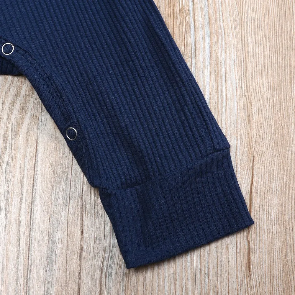 Navy Blue Henley-Style Sleepsuit
