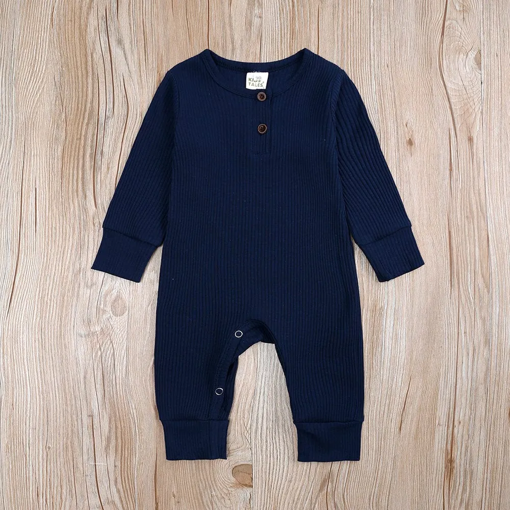 Navy Blue Henley-Style Sleepsuit