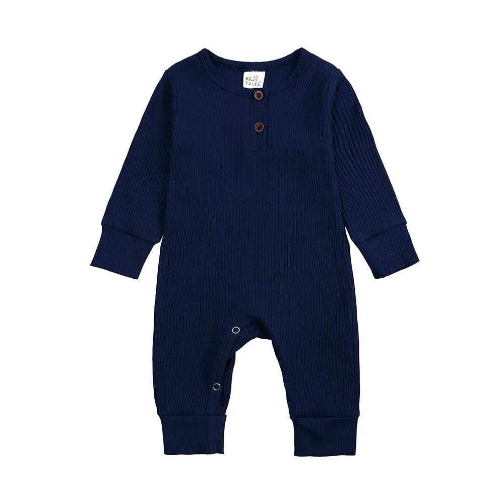 Navy Blue Henley-Style Sleepsuit