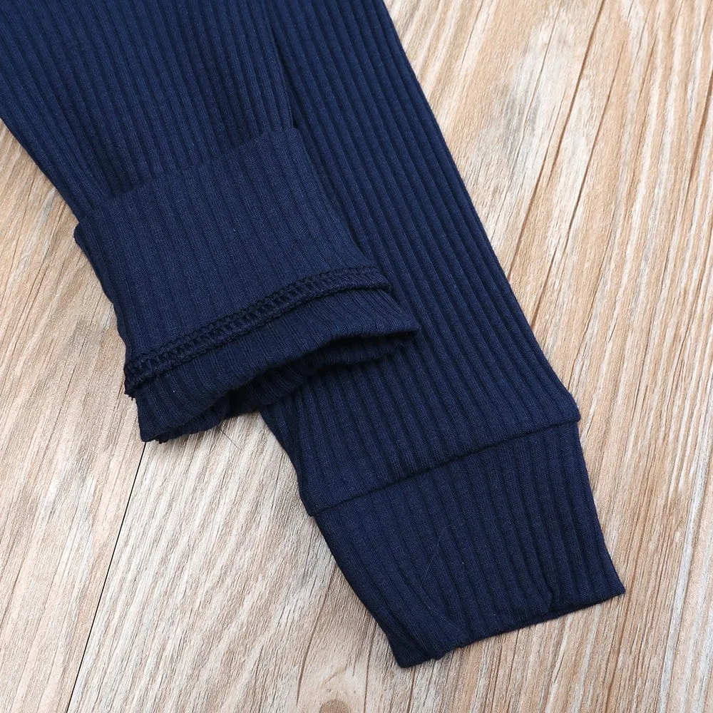 Navy Blue Henley-Style Sleepsuit