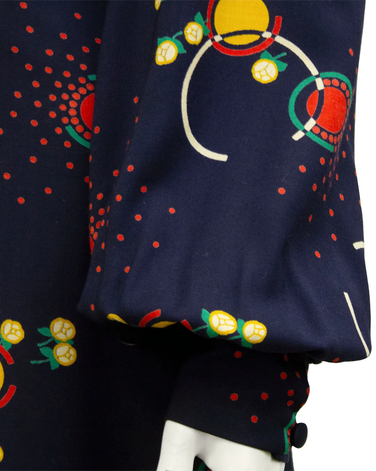 Navy Blue Printed Rayon Dress