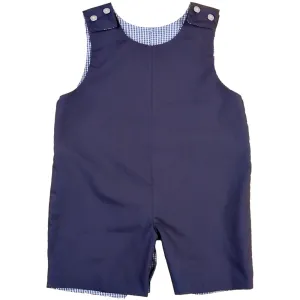 Navy Blue Reversible Gingham Romper