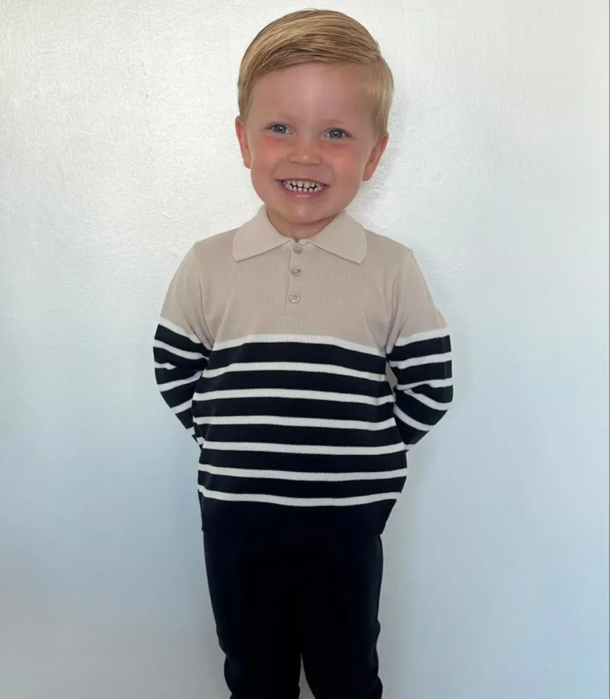 New In Artesania Granlei Boys Striped Knitted Tracksuit