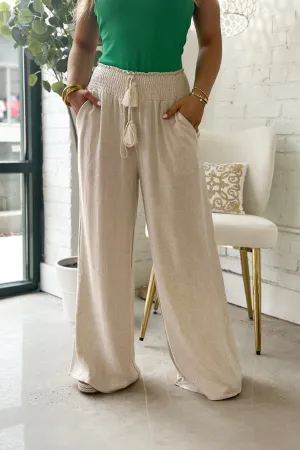 Oatmeal Tassel Drawstring Pant