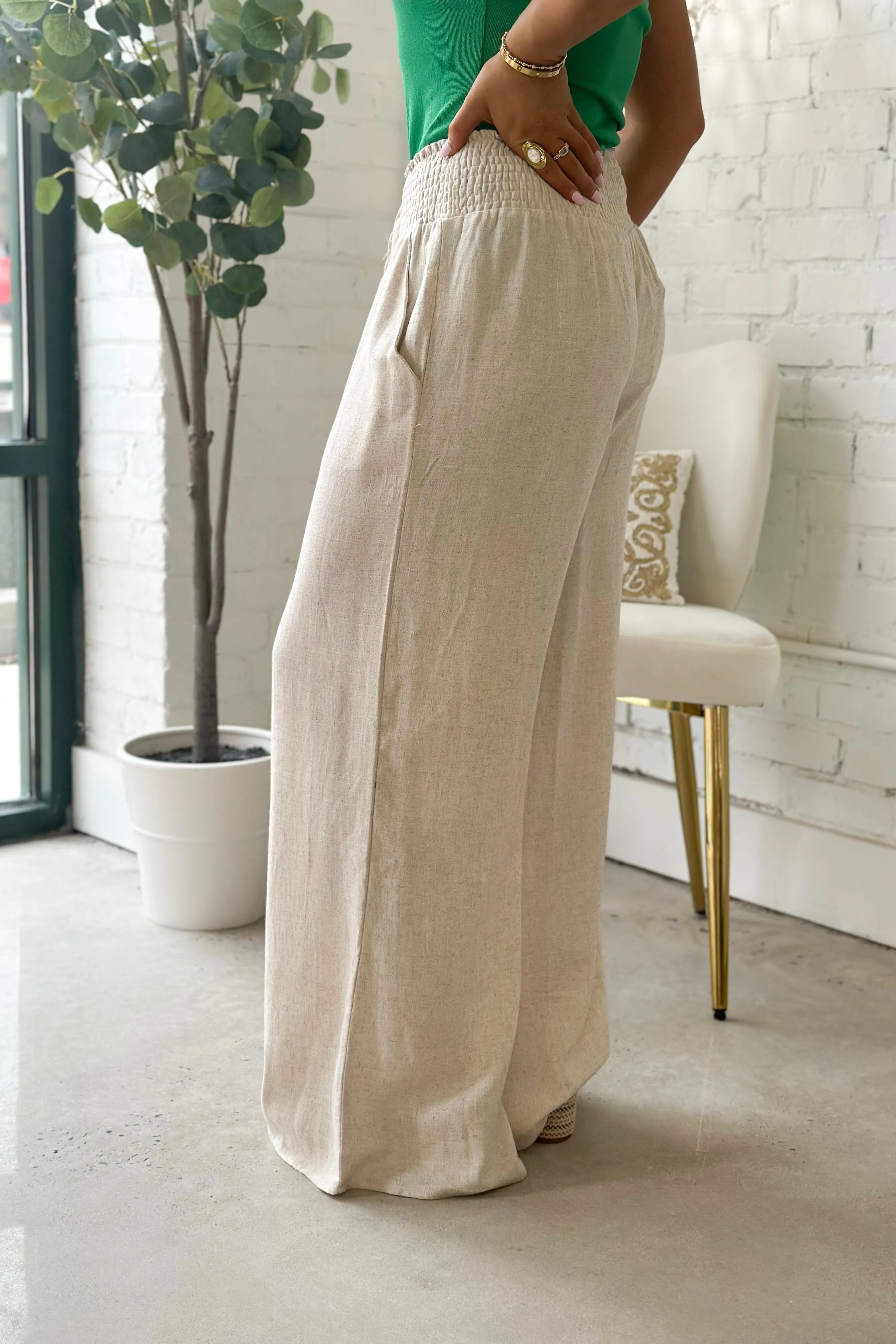 Oatmeal Tassel Drawstring Pant