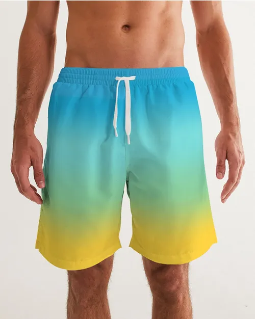 Ocean View Men's Medium Length Swim Trunks