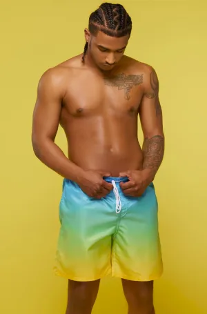 Ocean View Men's Medium Length Swim Trunks
