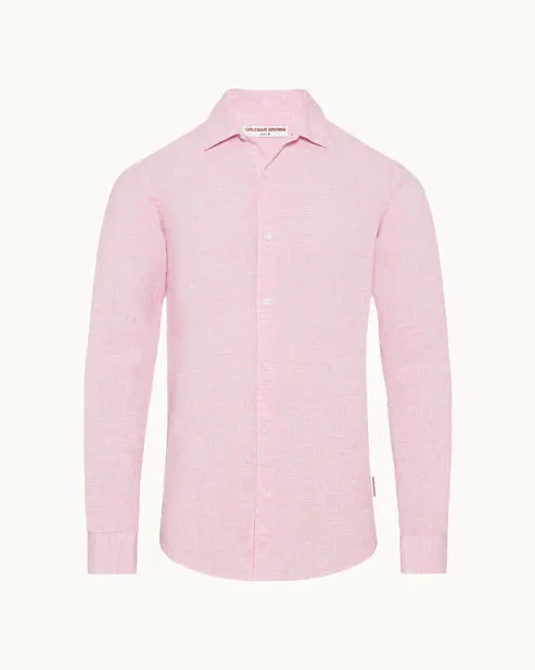 Orlebar Brown Giles Linen Shirt - Pale Pink/White