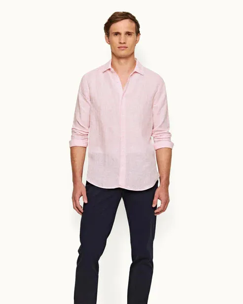 Orlebar Brown Giles Linen Shirt - Pale Pink/White