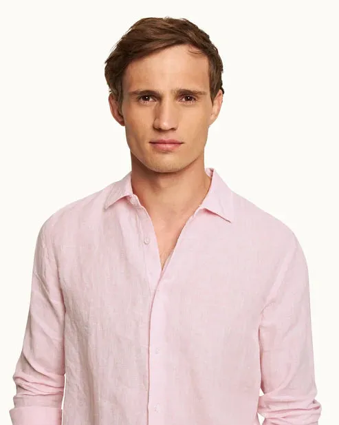 Orlebar Brown Giles Linen Shirt - Pale Pink/White