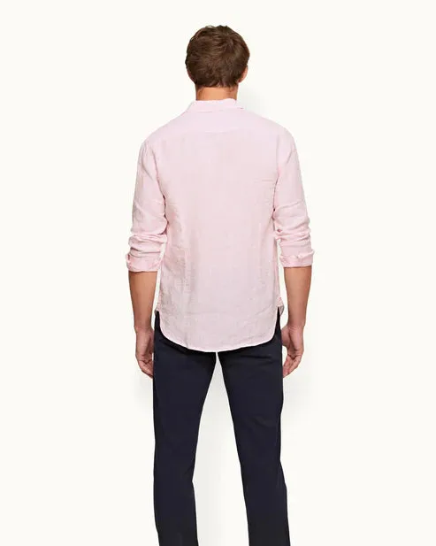 Orlebar Brown Giles Linen Shirt - Pale Pink/White