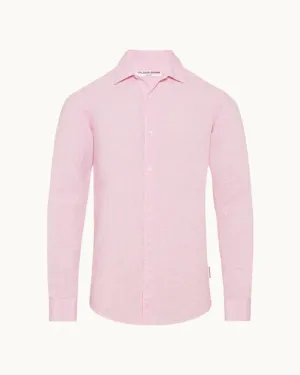 Orlebar Brown Giles Linen Shirt - Pale Pink/White