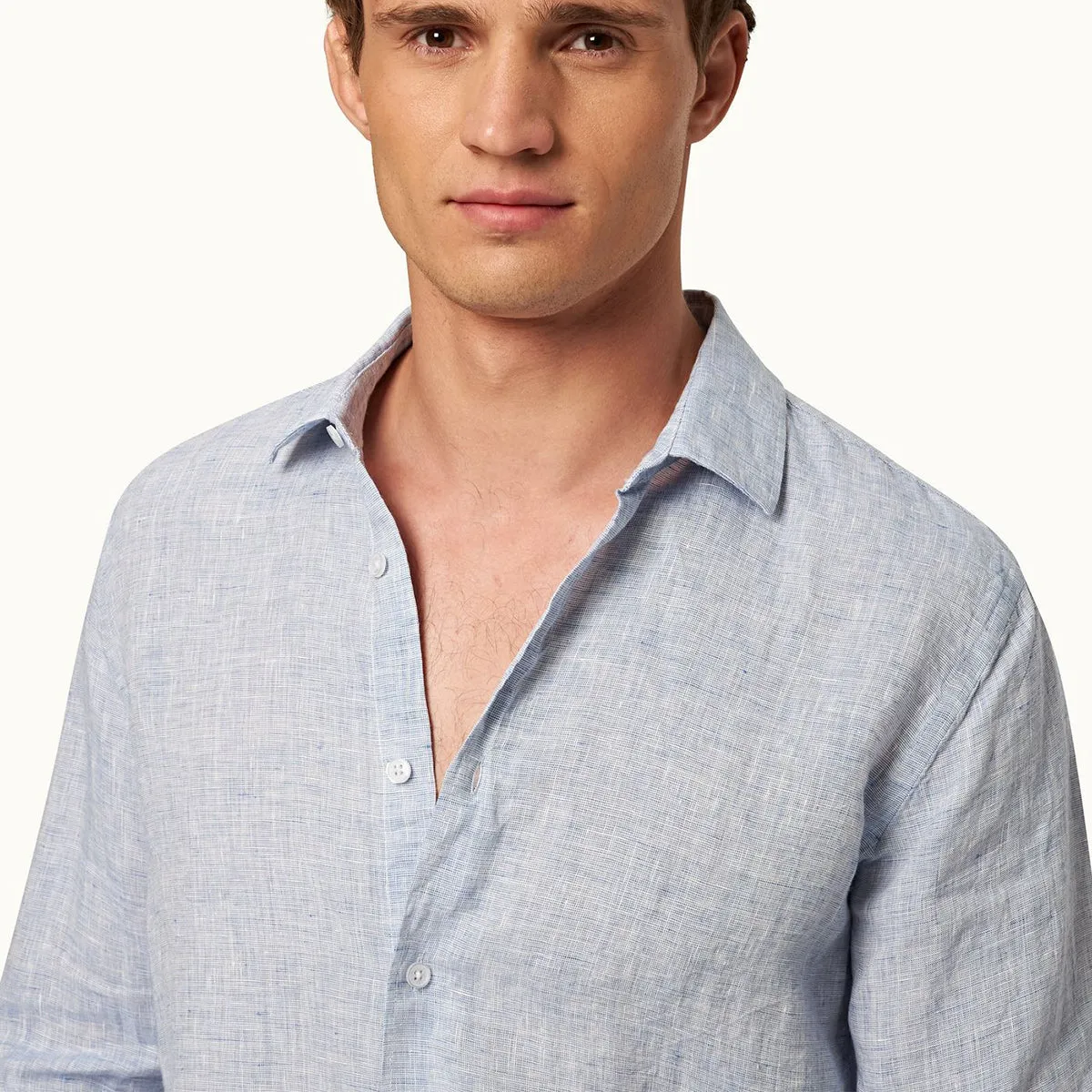 Orlebar Brown - Giles Linen TF Shirt in Navy/White