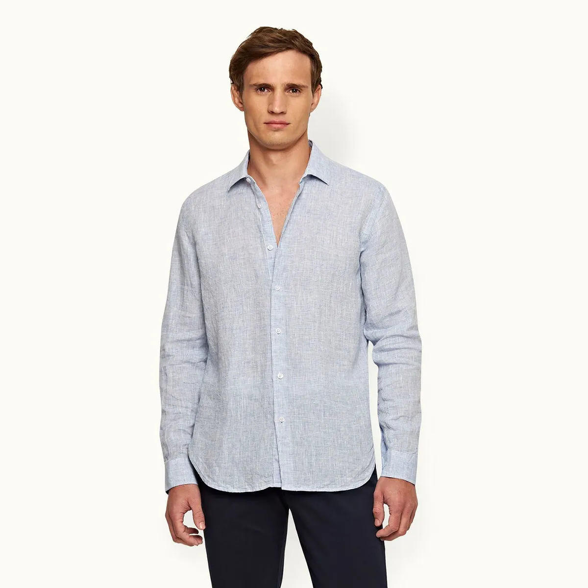 Orlebar Brown - Giles Linen TF Shirt in Navy/White