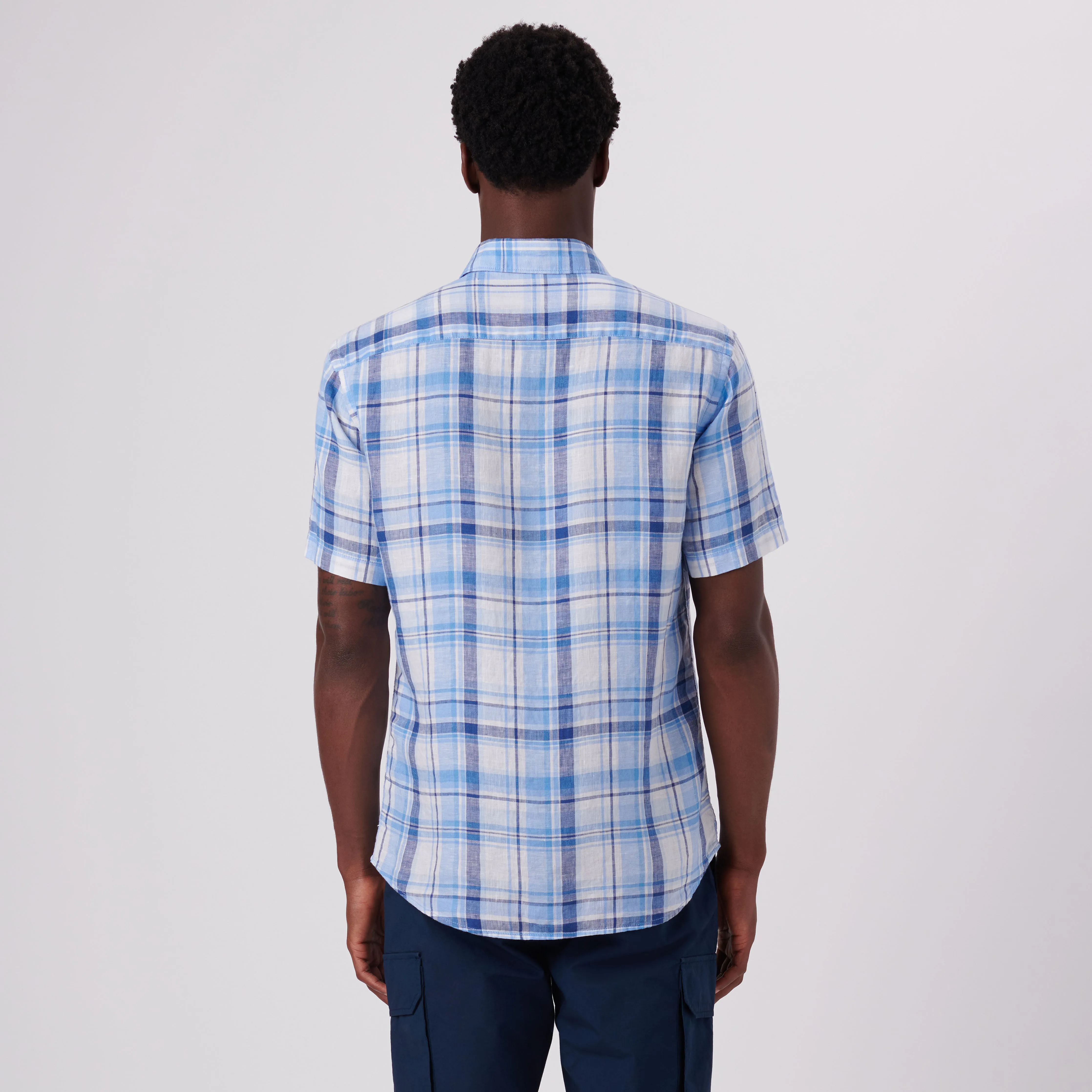 Orson Plaid Check Short Sleeve Linen Shirt