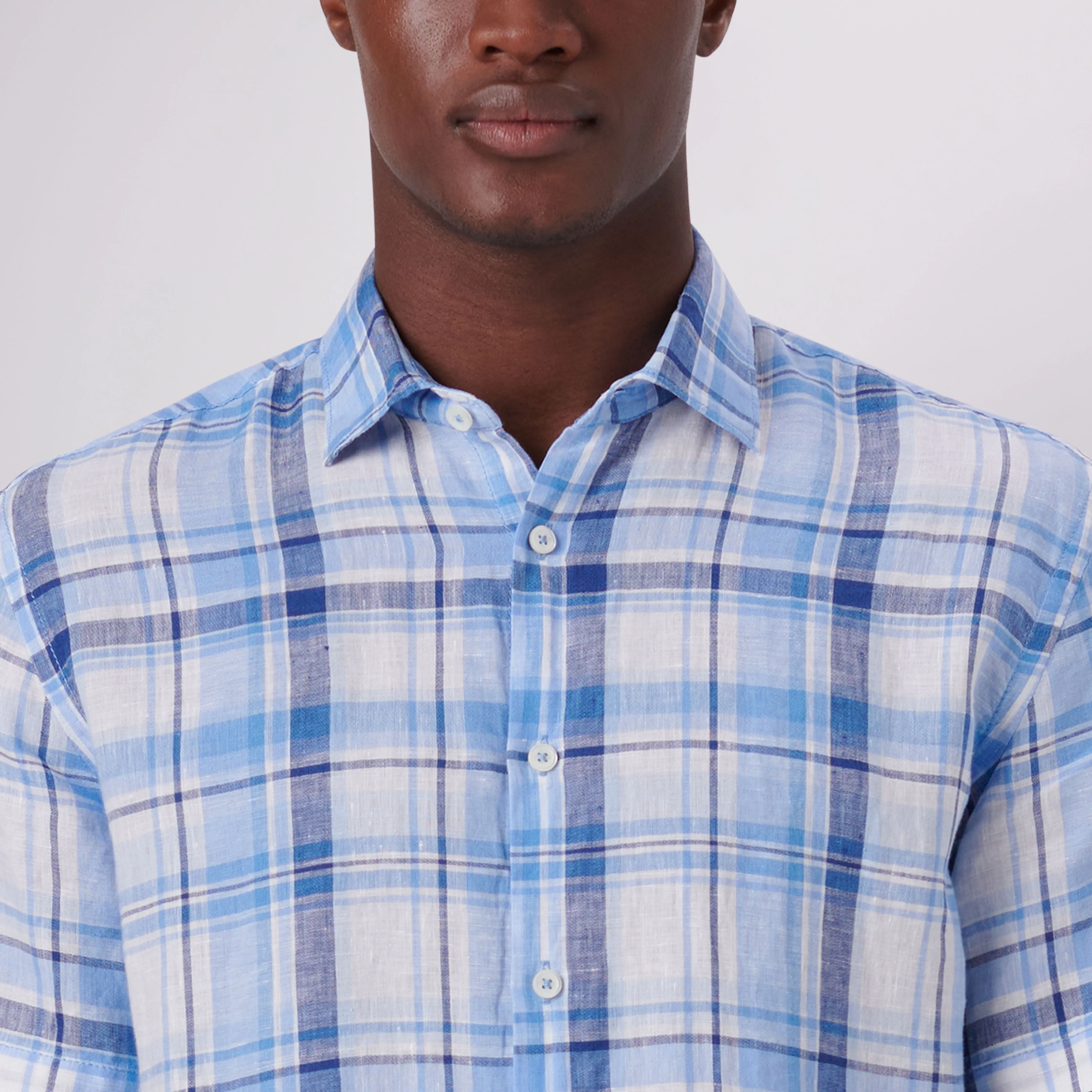 Orson Plaid Check Short Sleeve Linen Shirt