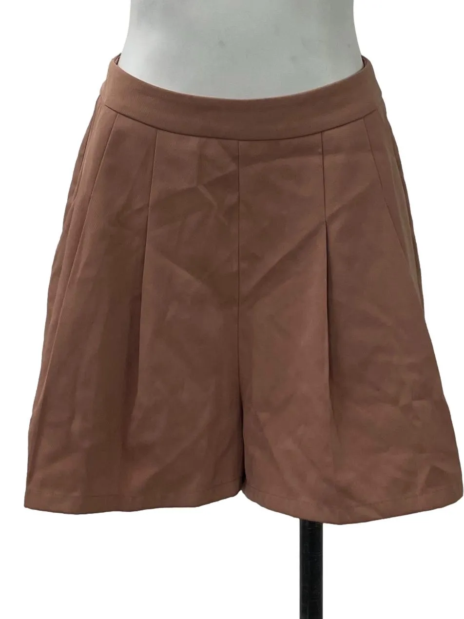 Pink Pleated High Waisted Shorts