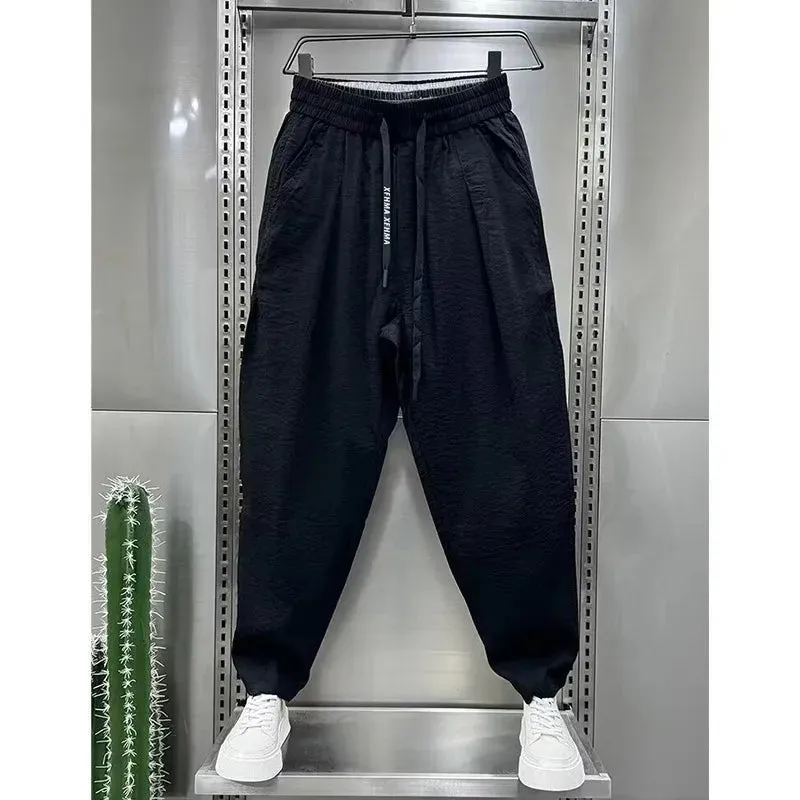 Plus-Size Men's Cropped Plus-Size Trousers – Gym & Casual Sweatpants with Pockets