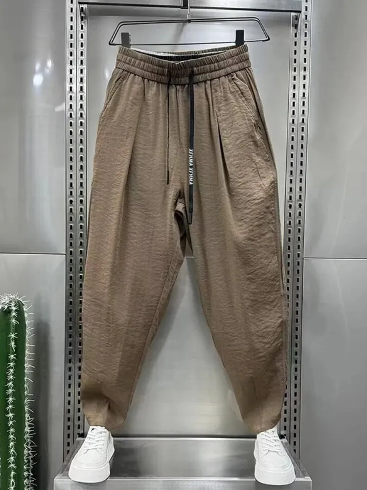 Plus-Size Men's Cropped Plus-Size Trousers – Gym & Casual Sweatpants with Pockets