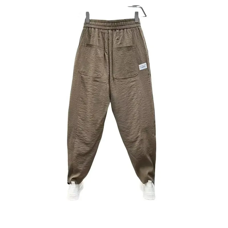 Plus-Size Men's Cropped Plus-Size Trousers – Gym & Casual Sweatpants with Pockets