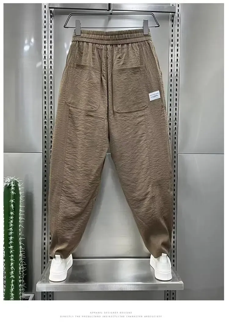 Plus-Size Men's Cropped Plus-Size Trousers – Gym & Casual Sweatpants with Pockets