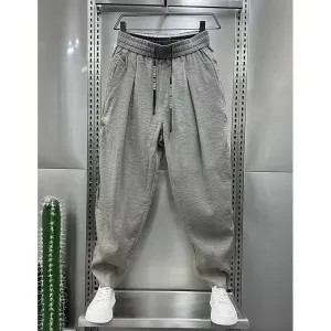 Plus-Size Men's Cropped Plus-Size Trousers – Gym & Casual Sweatpants with Pockets