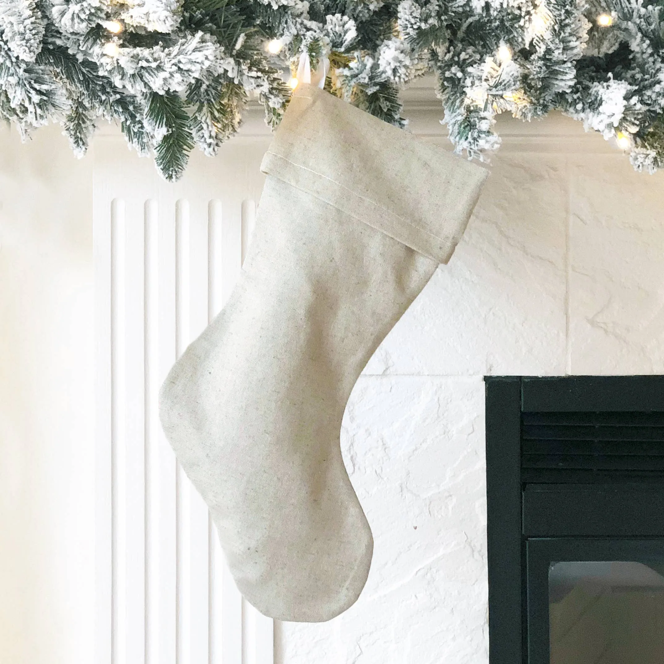 Porter Lane Home - Natural Linen Christmas Stocking