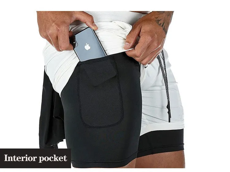 Quick Drying Men's Double Skinny Sports Shorts