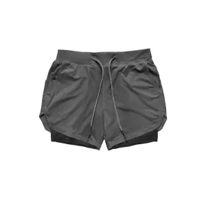 Quick Drying Men's Double Skinny Sports Shorts