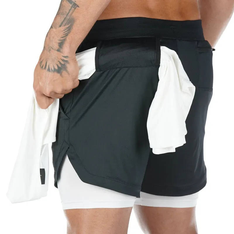 Quick Drying Men's Double Skinny Sports Shorts