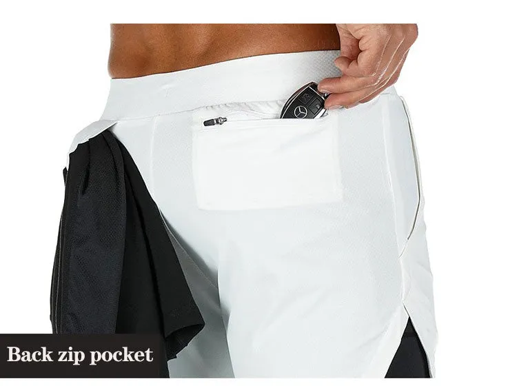 Quick Drying Men's Double Skinny Sports Shorts