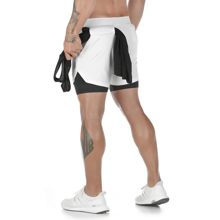 Quick Drying Men's Double Skinny Sports Shorts
