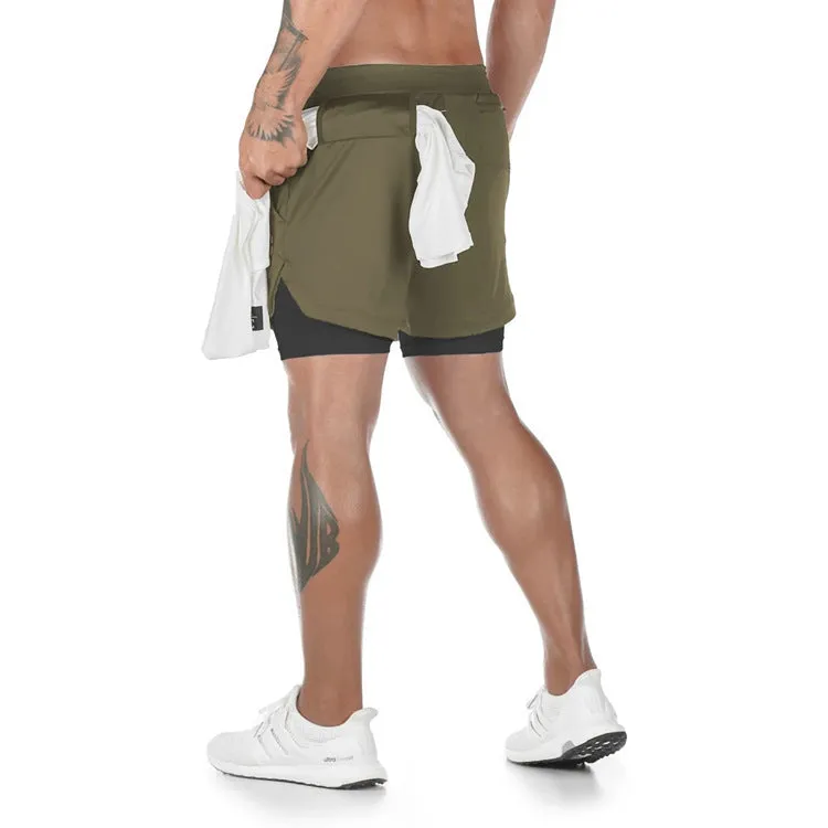 Quick Drying Men's Double Skinny Sports Shorts